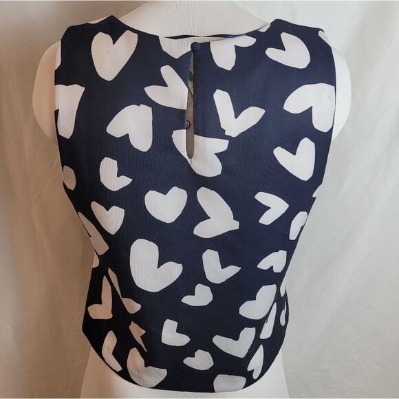 INC International Concepts Navy and White Heart Blouse - Picture 3 of 8